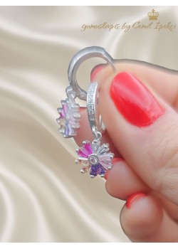 Renkli Baget Taşlı Gümüş Küpe Çifti 