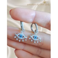 Küçük Boy Göz Motif Gümüş Küpe Çifti