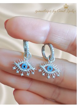 Küçük Boy Göz Motif Gümüş Küpe Çifti