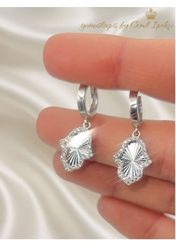 Fatıma Ana Motif Elmas Kesim Gümüş Küpe