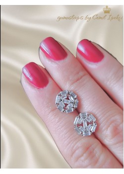 Bagetlerle Süslü Küçük Boy Vidalı Gümüş Küpe