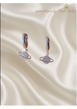 Satürn Motif Mini Gümüş Küpe