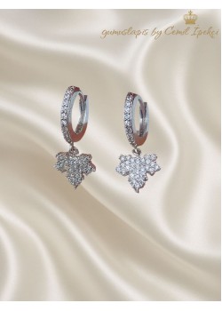 Çınar Ağacı Yaprağı Motif Mini Gümüş Küpe