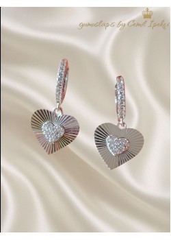 İçi Lazer Kesim Kalp Motif Gümüş Küpe