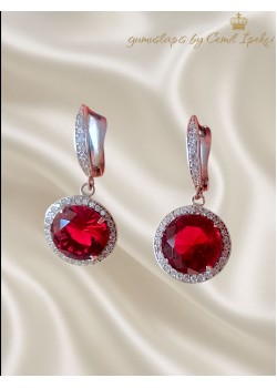 Lab Rubilitte Taşlı Yuvarlak Motif Gümüş Küpe Çifti 