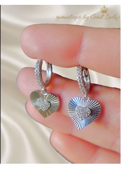 İçi Lazer Kesim Kalp Motif Gümüş Küpe