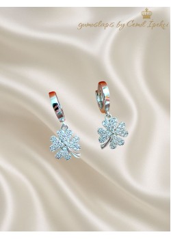 Yonca Motif Gümüş Küpe Çifti 