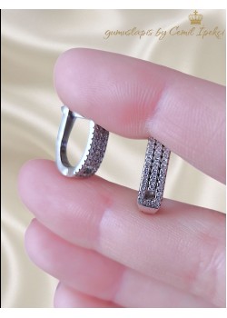 Laboratuvar Pırlantası Taşlı D Motif Gümüş Küpe