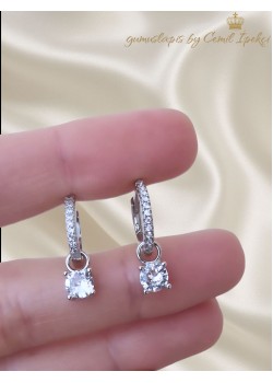 Tektaş Halka Motif Gümüş Küpe Çifti