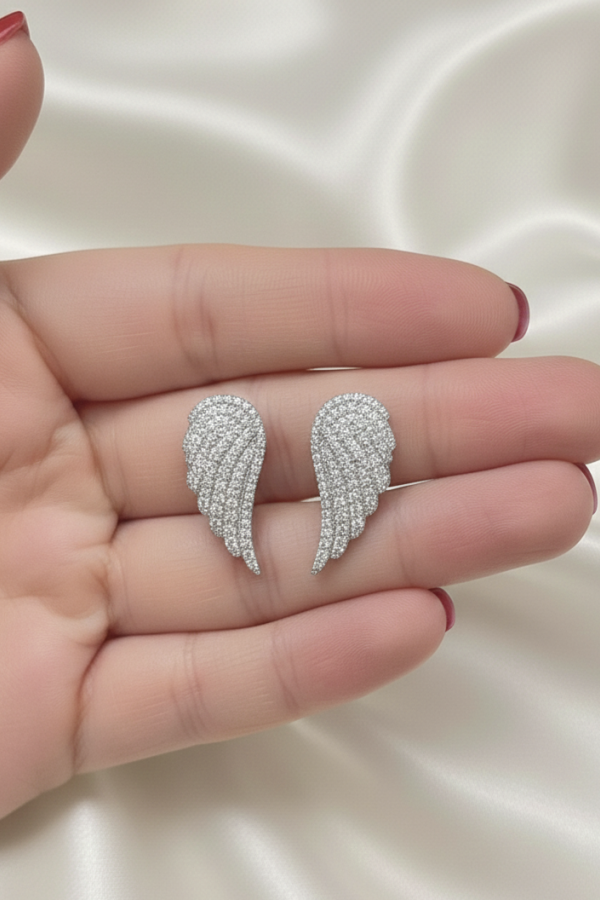 Melek Kanadı Motif Gümüş Küpe Çifti