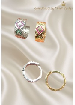 Etnik Desenli Gümüş Halka Küpe Çifti Serisi