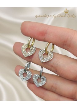 Kalp Motif Gümüş Küpe Çifti Serisi