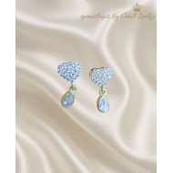 Kalp ve Damla Motif Gümüş Mini Küpe Çifti