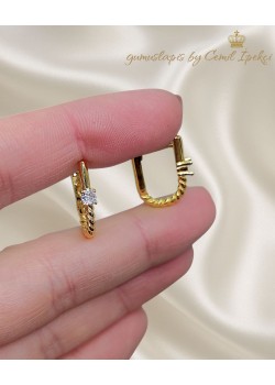 U Motif Gümüş Küpe Çifti 