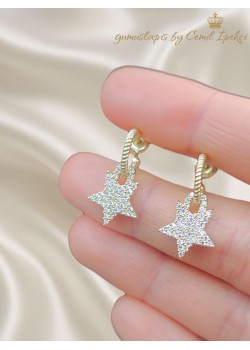 Yıldız Motif Gümüş Küpe Çifti