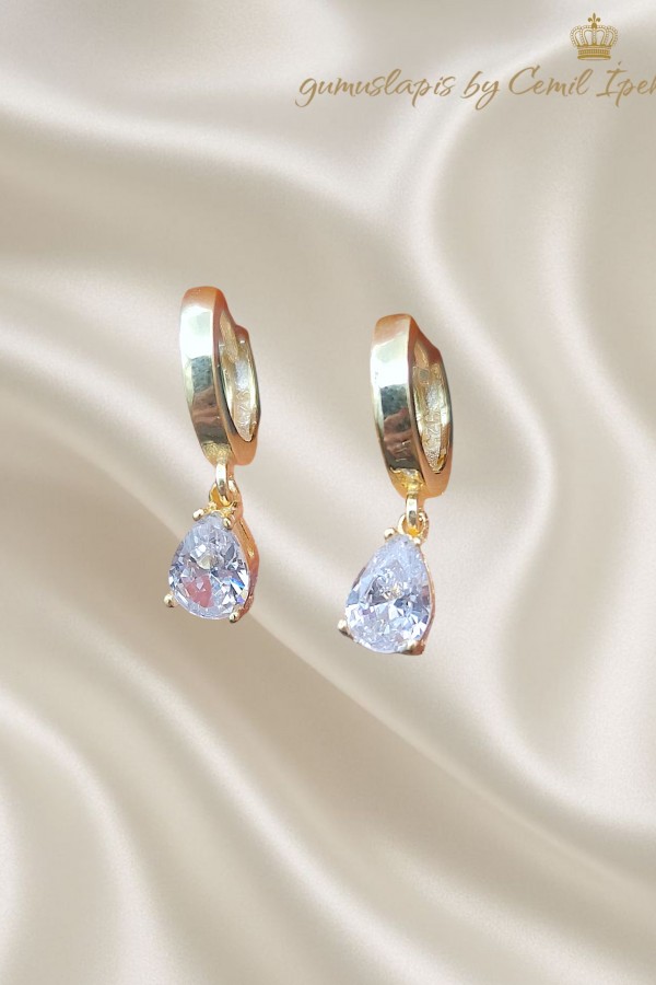 Damla Motif Gümüş Mini Küpe Çifti 