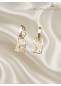 Kilit Motif Gümüş Küpe Çifti