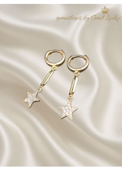 Yıldız Motif Sallantılı Gümüş Küpe Çifti 