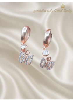 Kelebek Motif Sallantılı Gümüş Küpe Çifti 