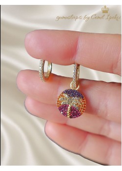 Tek Tarafı Palmiye Motif Gümüş Halka Küpe