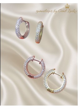 Taşlı Gümüş Halka Küpe Çifti Serisi