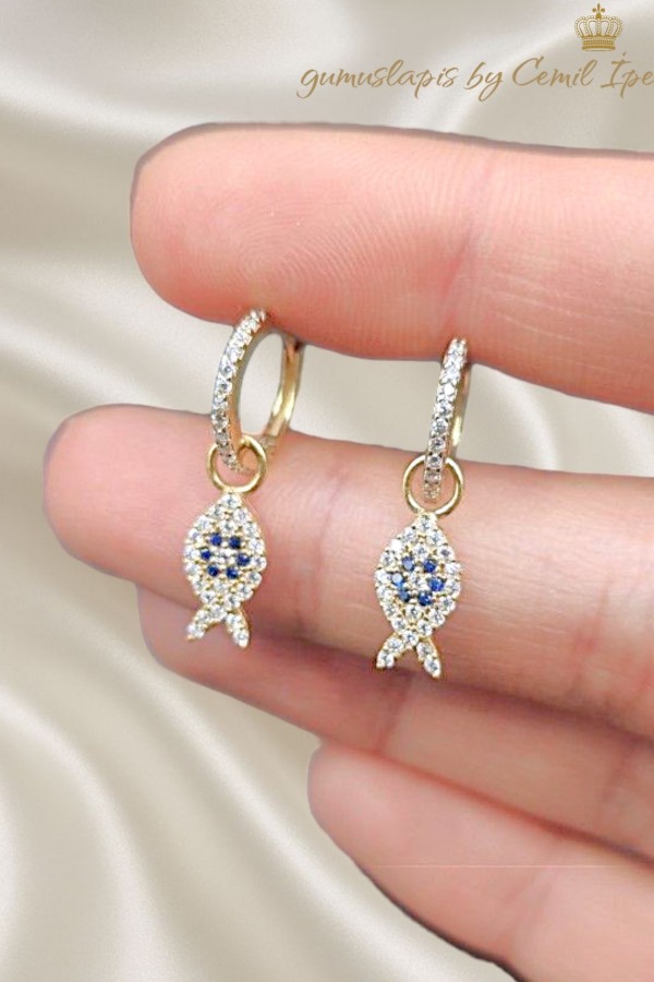 Balık Motif Gümüş Küpe Çifti