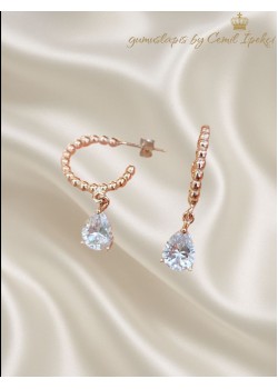 Damla Taşlı Yarım Halka Küpe Çifti
