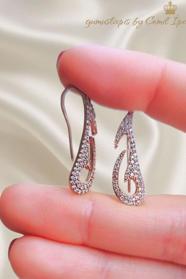 Dalga Motif Geçmeli Gümüş Küpe Çifti