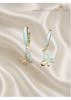 Kelebek Motif Gümüş Küpe Çifti 