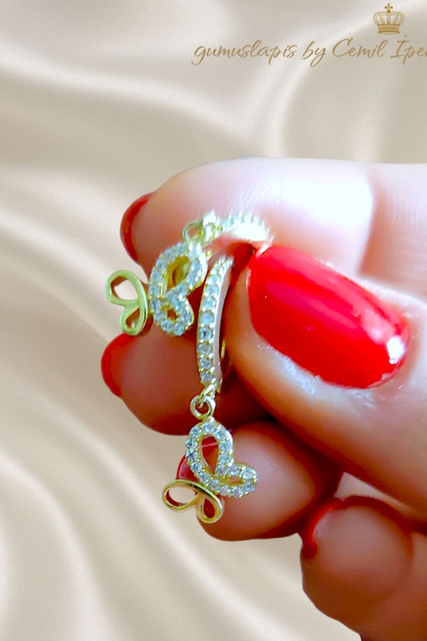 Kelebek Motif Gümüş Küpe Çifti 