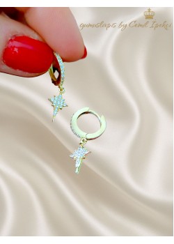 Kutup Yıldızı Motif Gümüş Küpe Çifti 