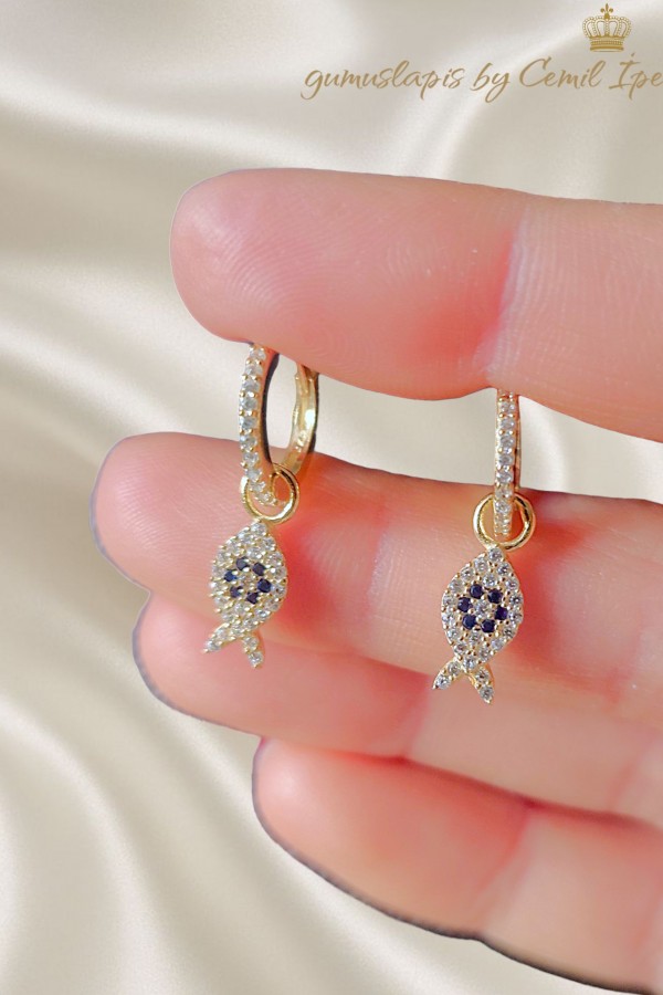 Balık Motif Gümüş Küpe Çifti