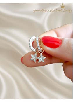 Yıldız Motif Gümüş Küpe Çifti 