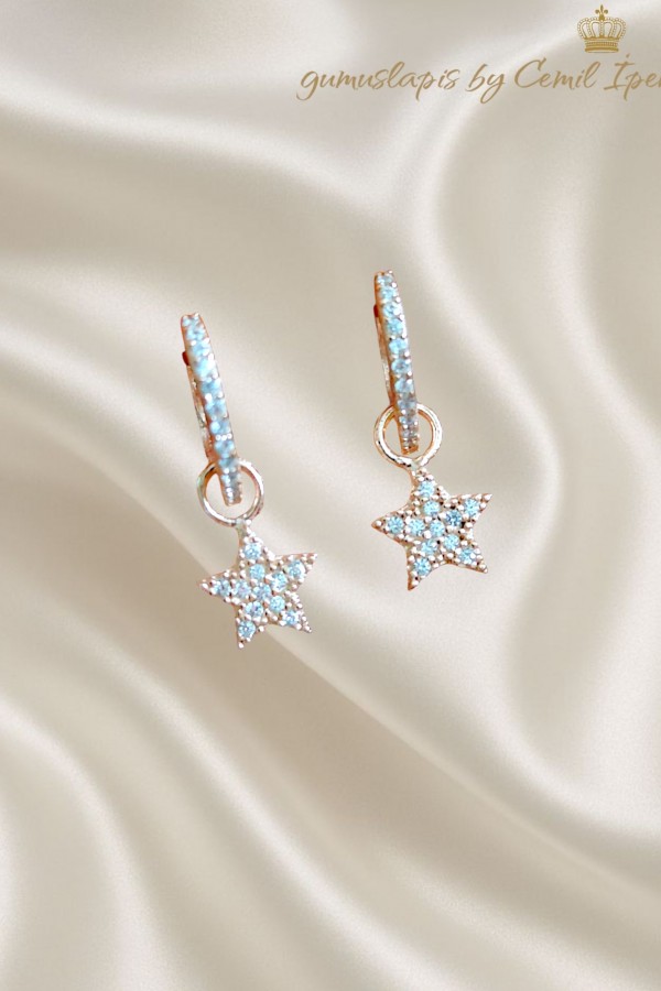 Yıldız Motif Gümüş Küpe Çifti 