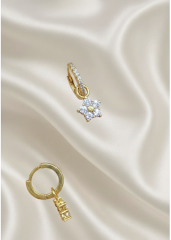 Beş Köşe Taş Motif Gümüş Küpe Çifti