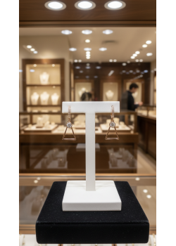 Üçgen ve Taş Motif Gümüş Küpe