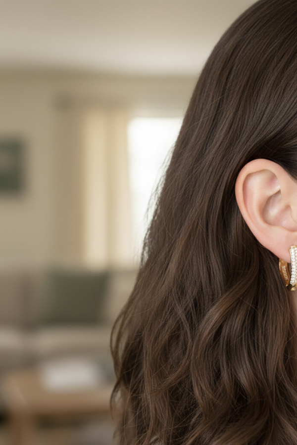 Asimetrik Dört Köşe Taşlı Gümüş Küpe Çifti Serisi (1 çift)