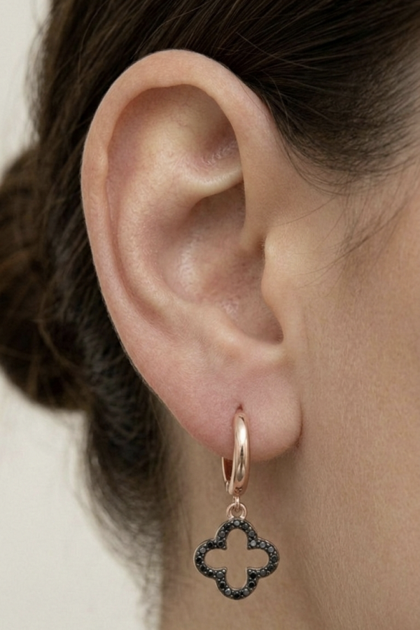 Yonca Motif Gümüş Küpe Çifti Serisi (1 çift)