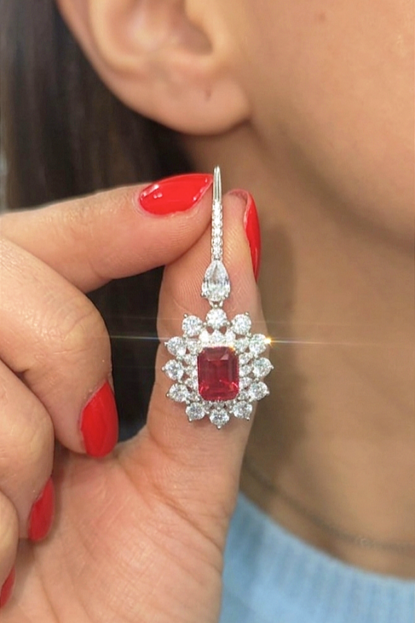 Lab Rubilitte Taşlı Gümüş Küpe Çifti