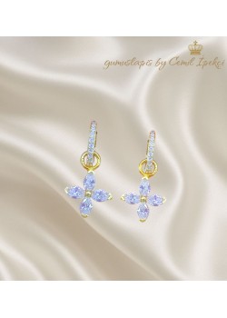 Markiz Kesim Taşlı Gümüş Halka Küpe Çifti