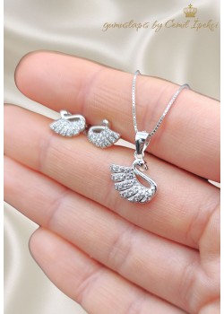 Kuğu Motif Gümüş Mini Set