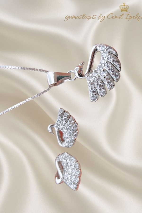 Kuğu Motif Gümüş Mini Set