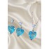 Mavi Lab Topaz Taşlı Kalp Motif Gümüş Set