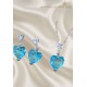 Mavi Lab Topaz Taşlı Kalp Motif Gümüş Set