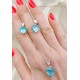 Mavi Lab Topaz Taşlı Kalp Motif Gümüş Set