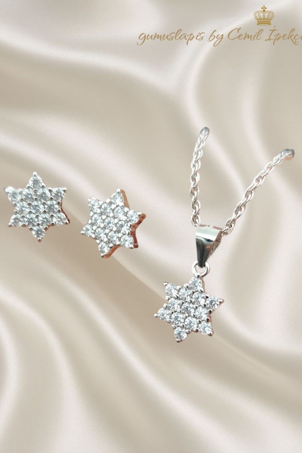 Yıldız Motif İki Parça Gümüş Set