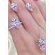 Morganit Taşlı Taç ve Kalp Motif Gümüş Set