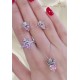 Morganit Taşlı Taç ve Kalp Motif Gümüş Set