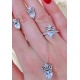 Beyaz Taşlı Taç ve Kalp Motif Gümüş Set