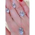 Beyaz Taşlı Taç ve Kalp Motif Gümüş Set